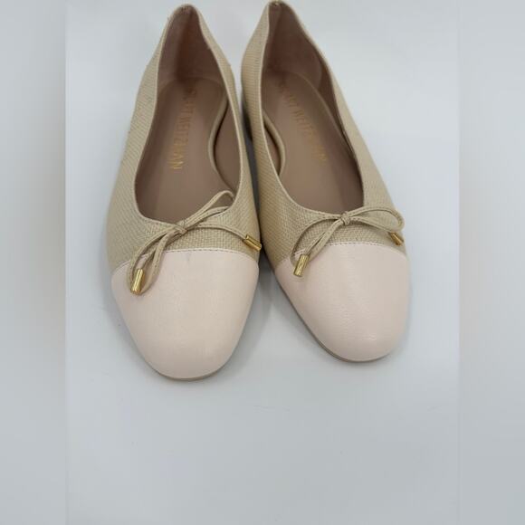 Stuart Weitzman Sleek Cap Toe Bow Flat in Natural Seashell - Picture 9 of 9